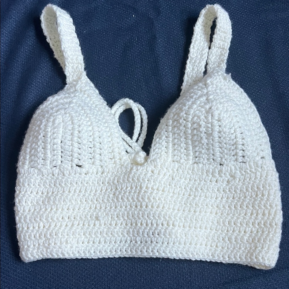 Hand Crafted Crochet Bandeau - Cream